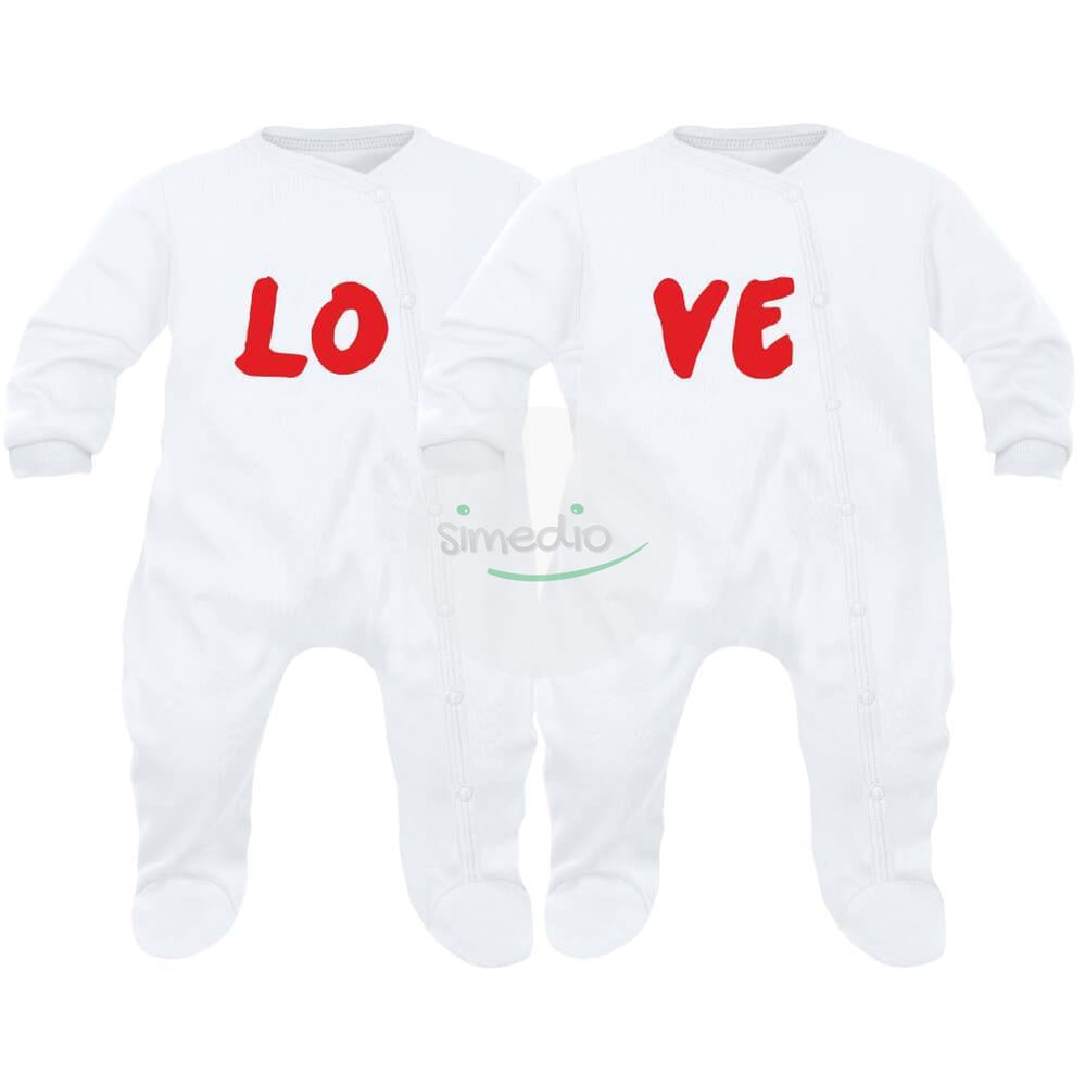 2 pyjamas bébé jumeaux et jumelles : LOVE, , , - SiMEDIO