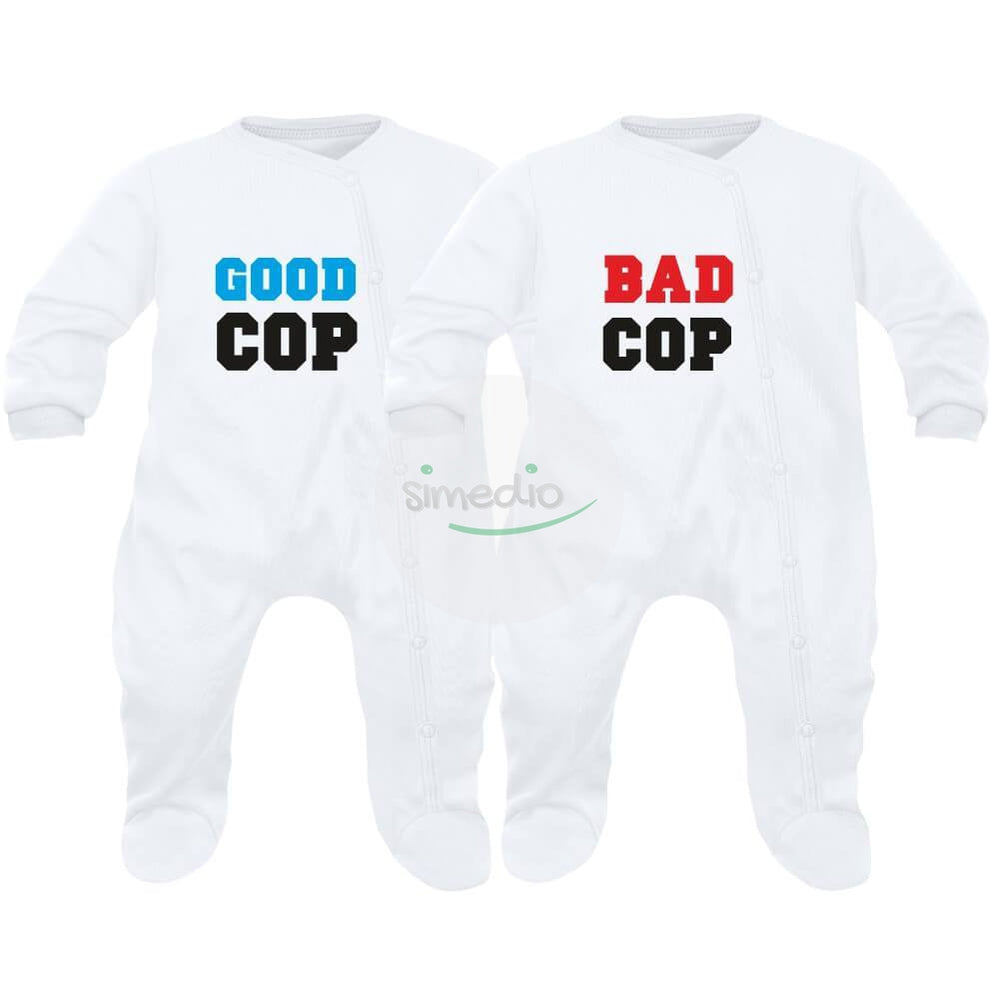 2 pyjamas bébé jumeaux : GOOD cop / BAD cop, , , - SiMEDIO