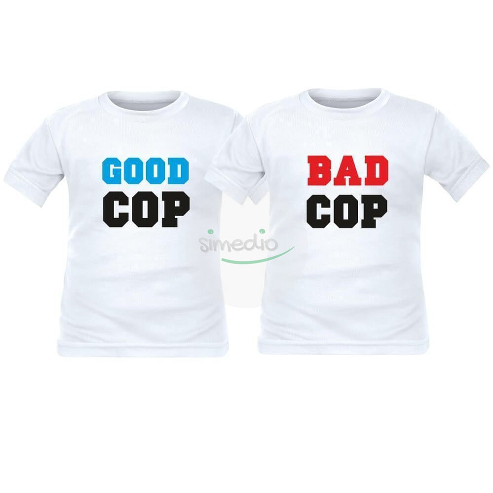 2 tee shirts enfant jumeaux : GOOD cop / BAD cop, , , - SiMEDIO