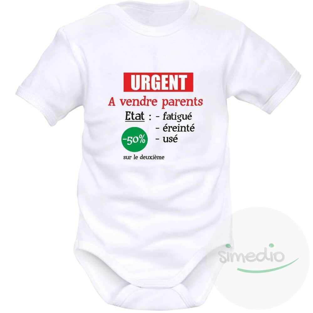 Body bébé humoristique : urgent ! A VENDRE parents - Vetement bebe