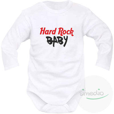 Body bébé imprimé : HARD ROCK BABY, Blanc, Longues, 0-1 mois - SiMEDIO