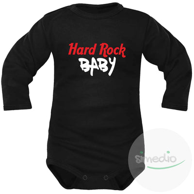 Body bébé imprimé : HARD ROCK BABY, Noir, Longues, 0-1 mois - SiMEDIO