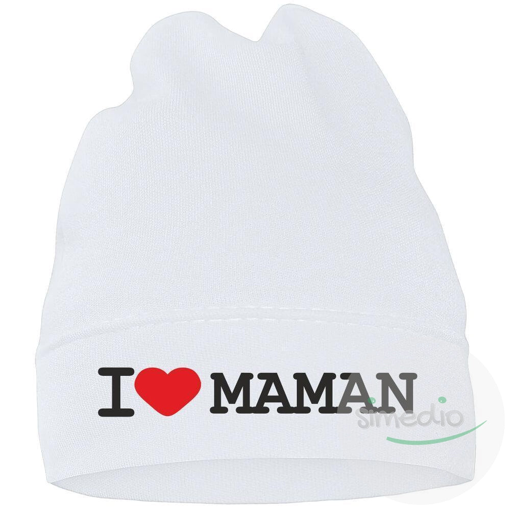 Bonnet bébé avec inscription : I LOVE MAMAN (7 couleurs au choix), , , - SiMEDIO