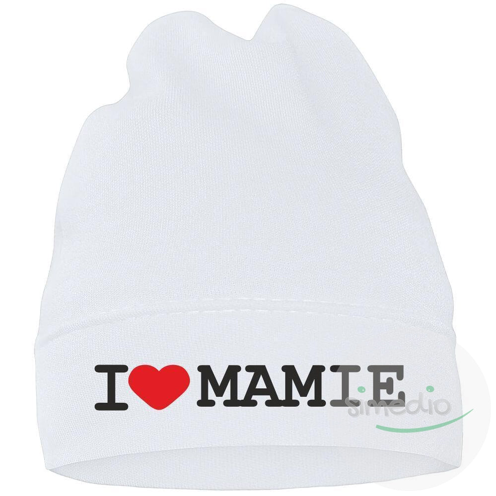 Bonnet bébé avec inscription : I LOVE MAMIE (7 couleurs au choix), , , - SiMEDIO