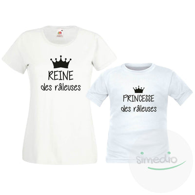 Ensemble famille des tee shirts : REINE / PRINCESSE des râleuses, ROI / PRINCE des râleurs, , , - SiMEDIO