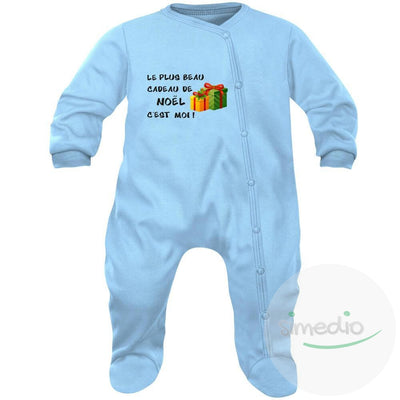 Pyjama bébé Noël : le plus beau CADEAU DE NOËL c'est moi !, Bleu, 0-1 mois, - SiMEDIO