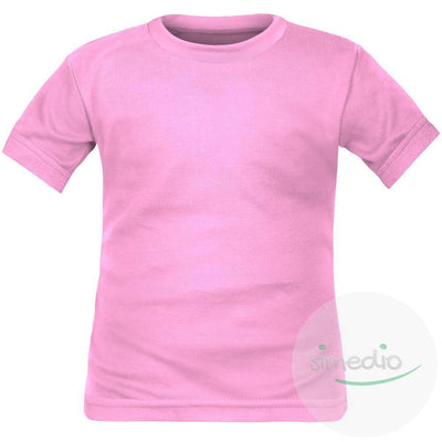 T-shirt enfant manches courtes 8 couleurs au choix (noir aussi), Rose, 2 ans, - SiMEDIO