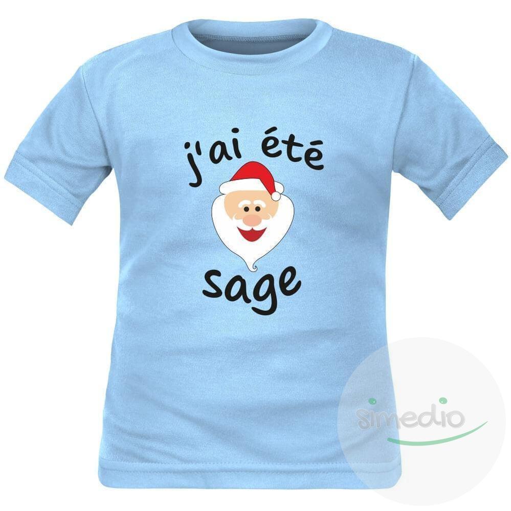 T-shirt enfant Noël : J'AI ÉTÉ SAGE (plusieurs couleurs), Bleu, 2 ans, Courtes - SiMEDIO