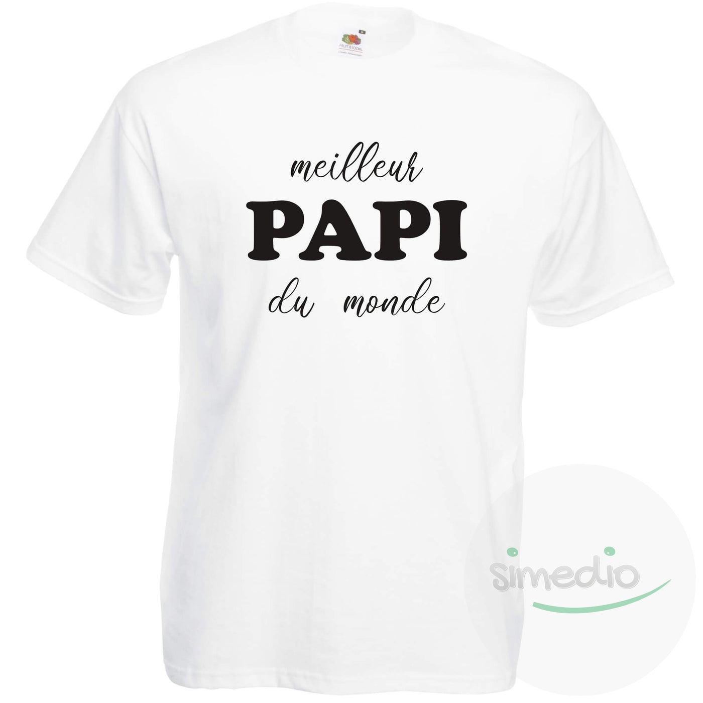 T-shirt imprimé : Meilleur PAPI du monde, Blanc, S, - SiMEDIO
