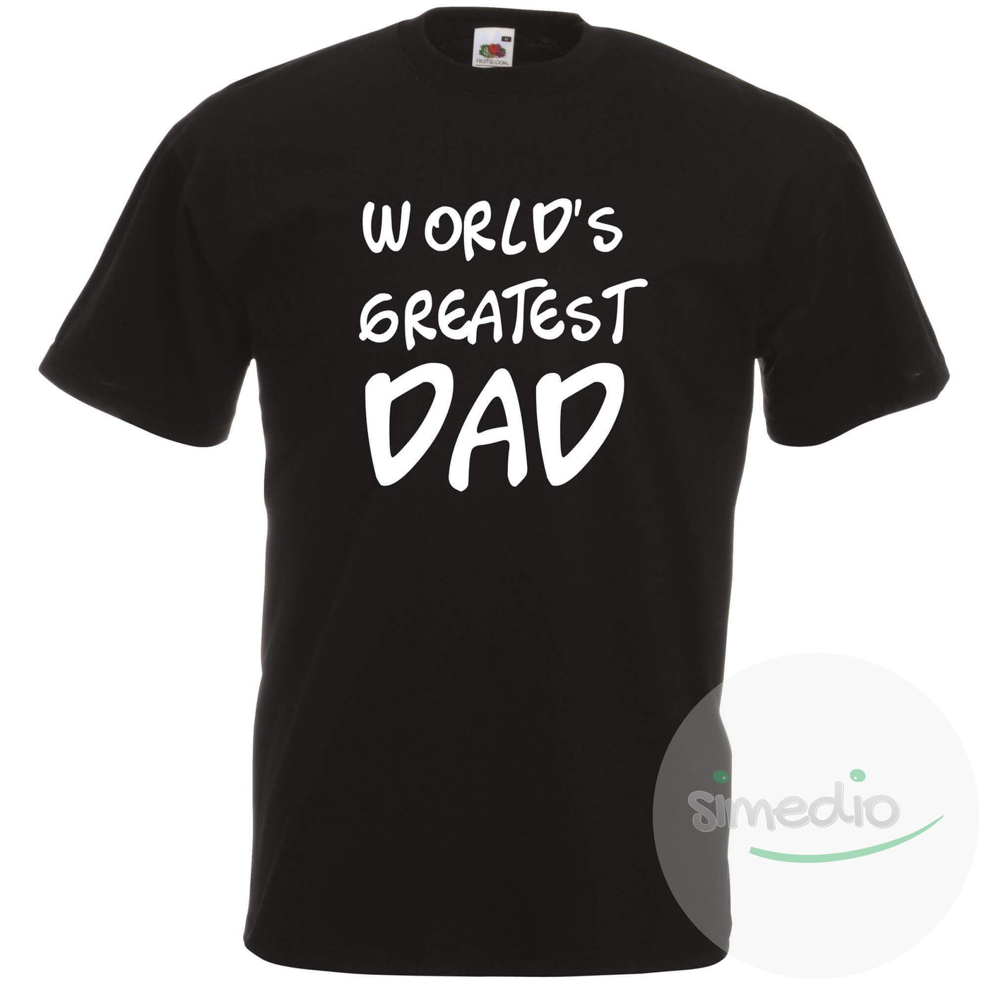 T-shirt imprimé : World's greatest dad, Noir, S, - SiMEDIO
