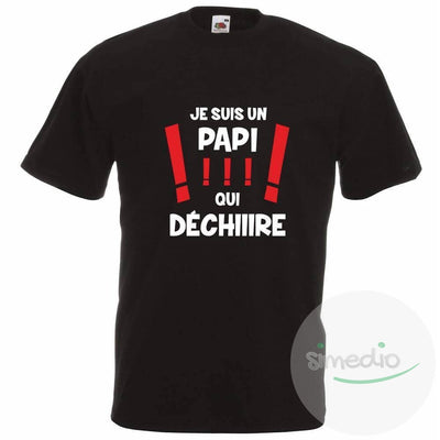 T-shirt original : je suis un PAPI qui DÉCHIRE !, Noir, S, - SiMEDIO