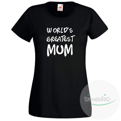 T-shirt original : WORLD'S GREATEST MUM, Noir, S, - SiMEDIO