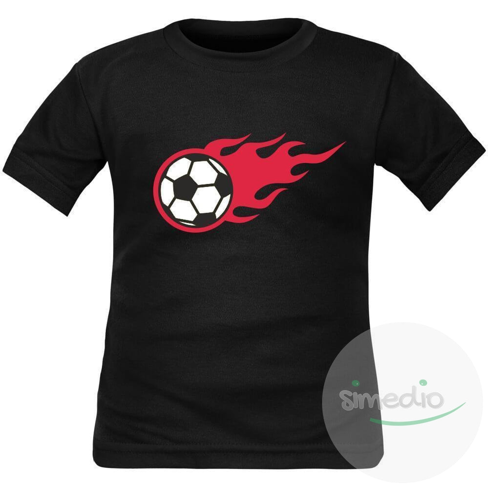 Tee shirt enfant de sport : Ballon de FOOT en flammes - Vêtements