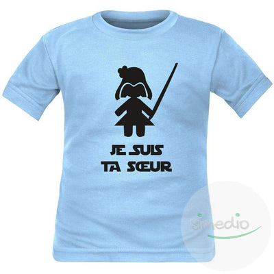 Tee shirt enfant geek : je suis ta SOEUR, Bleu, 2 ans, Courtes - SiMEDIO