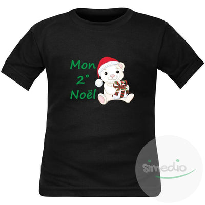Tee shirt enfant original : Mon 2˚, 3˚, 4˚... NOËL (à personnaliser !), Noir, 2 ans, Courtes - SiMEDIO
