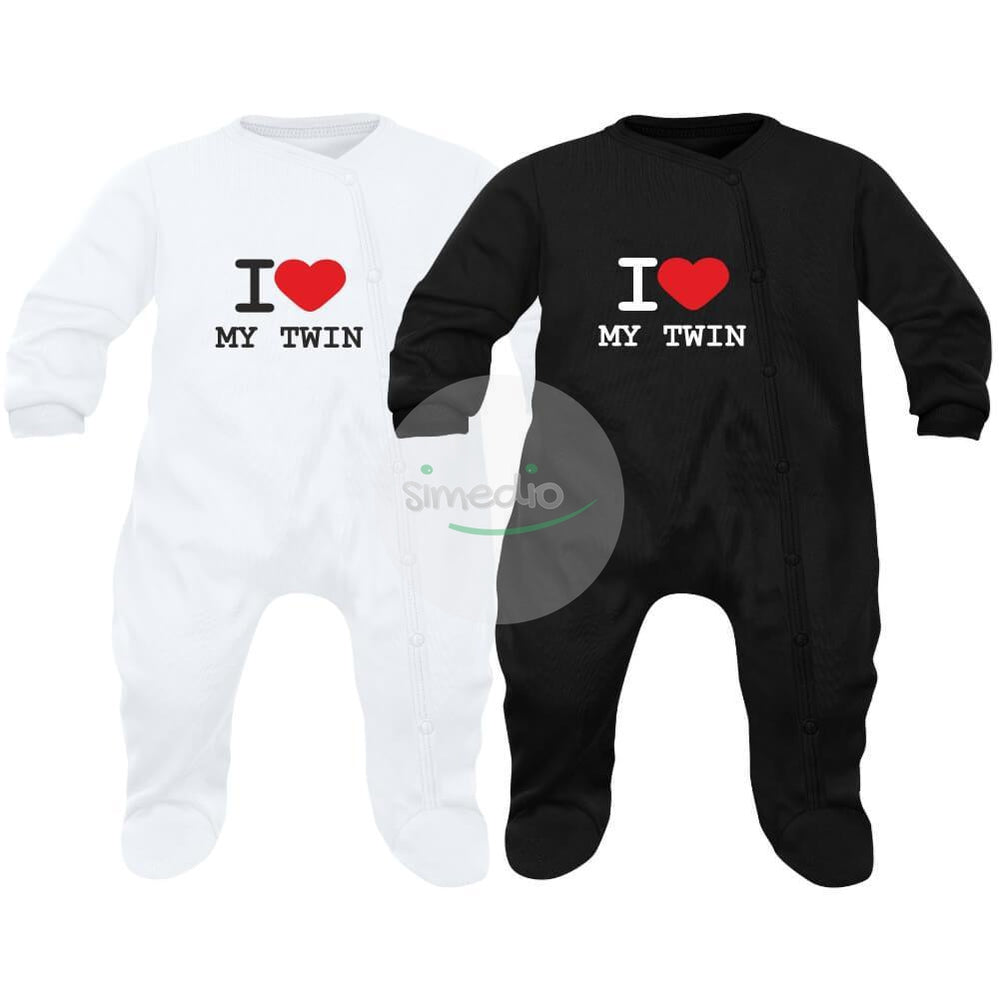 2 pyjamas bébé jumeaux : I love my twin, , , - SiMEDIO