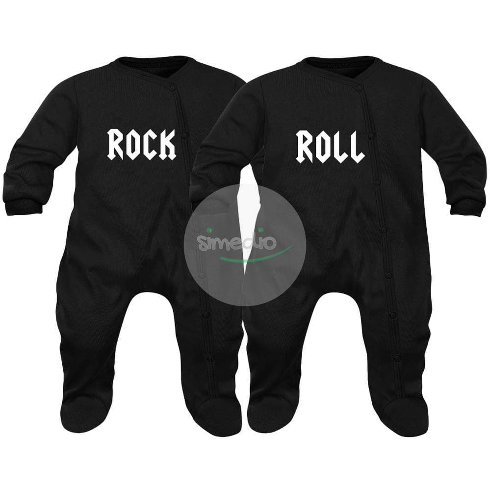 2 x pyjama bébé jumeaux : ROCK / ROLL, , , - SiMEDIO