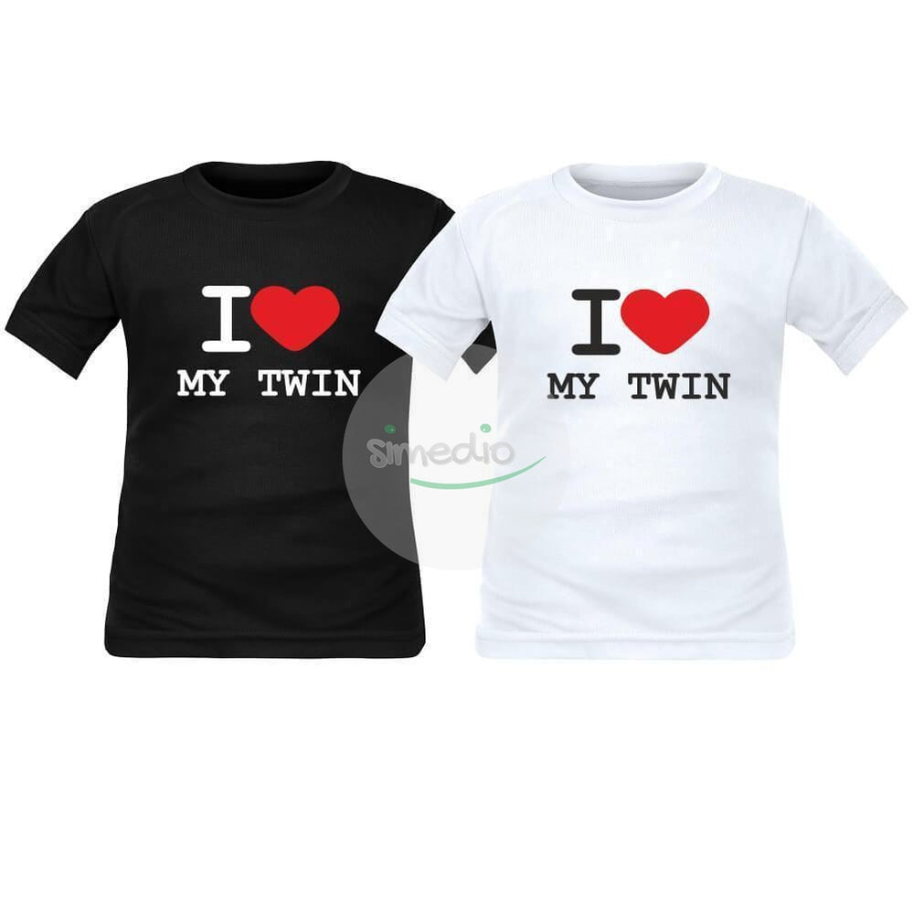 2 x tee shirt enfant jumeaux : I love my TWIN, , , - SiMEDIO