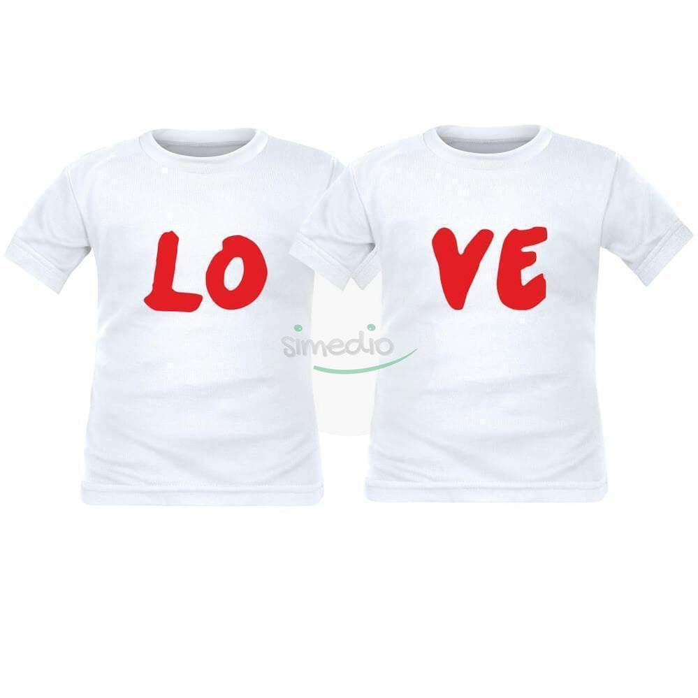 2 x tee shirt enfant jumeaux : LOVE, , , - SiMEDIO