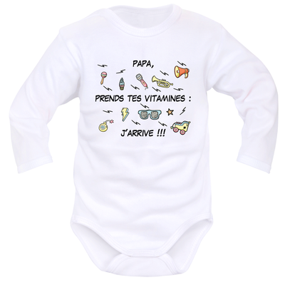 Body blanc ML « Papa, prends tes vitamines : J’arrive ! »