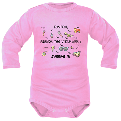 Body rose ML « Tonton, prends tes vitamines : J’arrive ! »