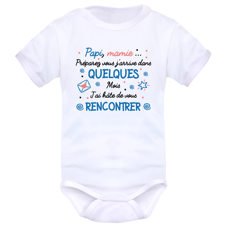 Body Bébé Personnalisé Humour - Blanc Imprimé 'Super Papi' - Cadeau Naissance Original - Fabriqué En France