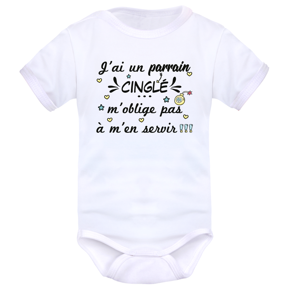 Body Bébé Personnalisé 'J'peux Pas J'ai Bêtise Avec Mon Parrain' - Taille 9 Mois - Blanc - Neuf Avec étiquettes