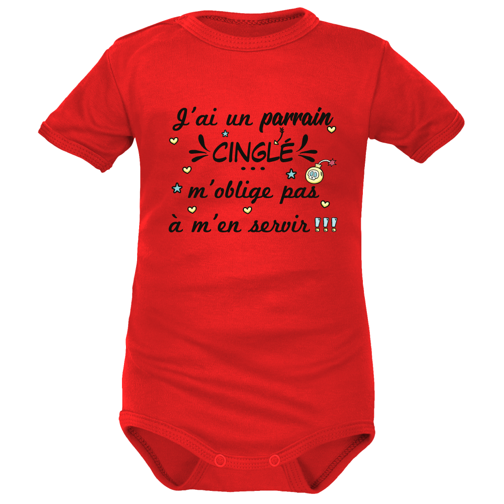 Spreadshirt Body Bébé Bio 'Parrain Motard' - Cadeau Naissance Humour Manches Courtes En Coton Organique