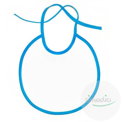 Bavoir bébé uni (4 couleurs au choix), Blanc avec bords bleus, , - SiMEDIO