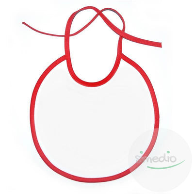 Bavoir bébé uni (4 couleurs au choix), Blanc avec bords rouges, , - SiMEDIO