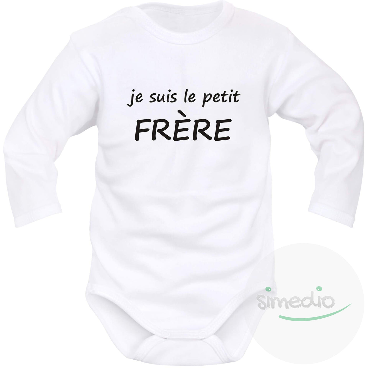 Body bébé avec texte sympa : je suis le petit FRÈRE, Blanc, Longues, 0-1 mois - SiMEDIO