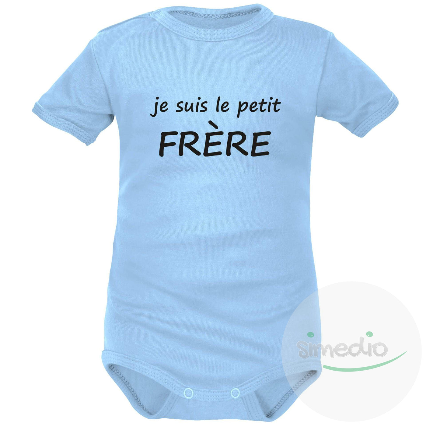 Body bébé avec texte sympa : je suis le petit FRÈRE, Bleu, Courtes, 0-1 mois - SiMEDIO