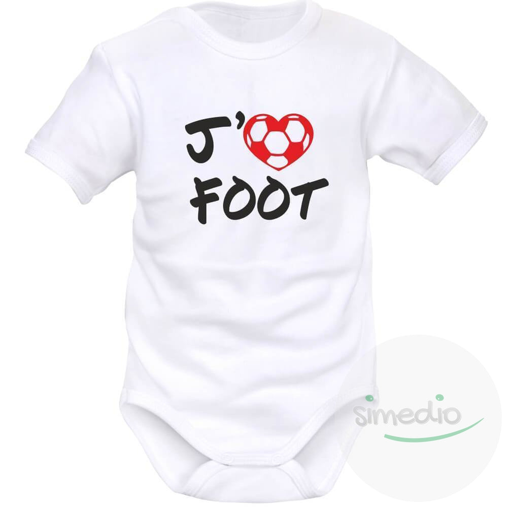 Body bébé de sport : j'aime FOOT, , , - SiMEDIO