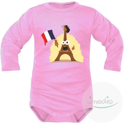 Body bébé de sport : Tour Eiffel, Rose, Longues, - SiMEDIO