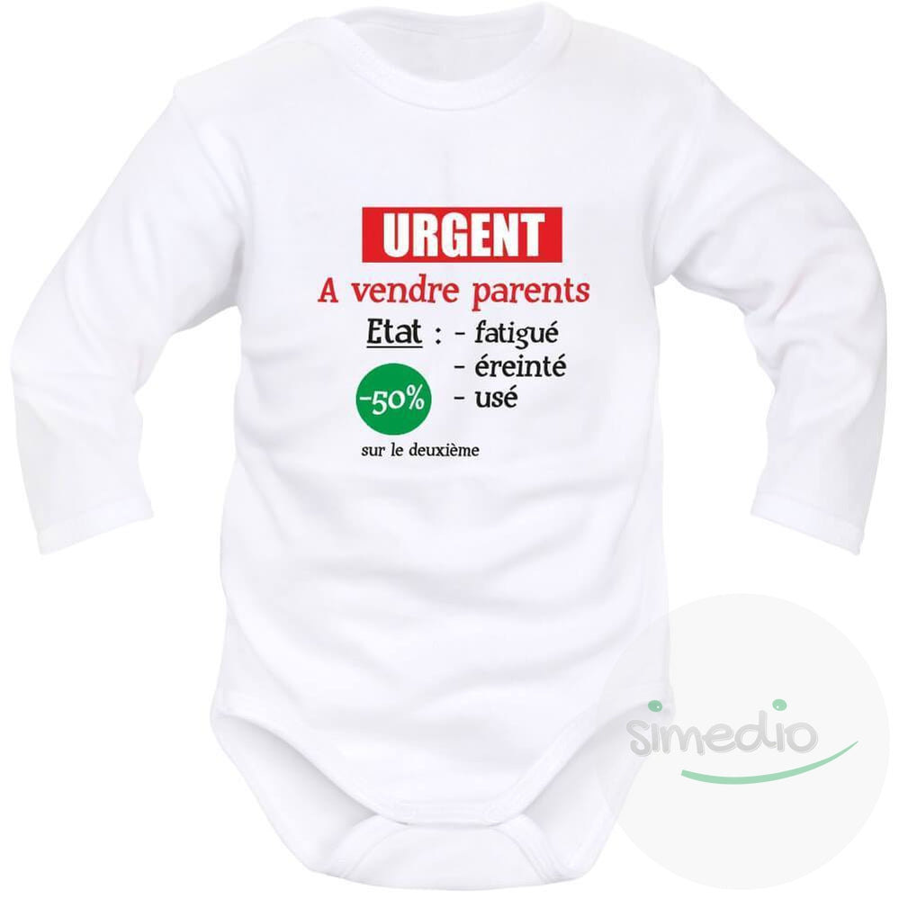 Body bébé humoristique : urgent ! A VENDRE parents - Vetement bebe