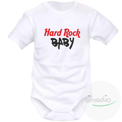 Body bébé imprimé : HARD ROCK BABY, Blanc, Courtes, 0-1 mois - SiMEDIO