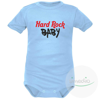 Body bébé imprimé : HARD ROCK BABY, Bleu, Courtes, 0-1 mois - SiMEDIO