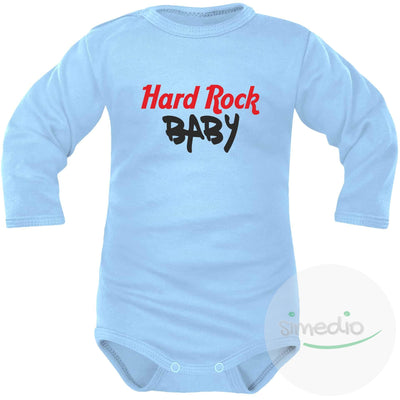 Body bébé imprimé : HARD ROCK BABY, Bleu, Longues, 0-1 mois - SiMEDIO