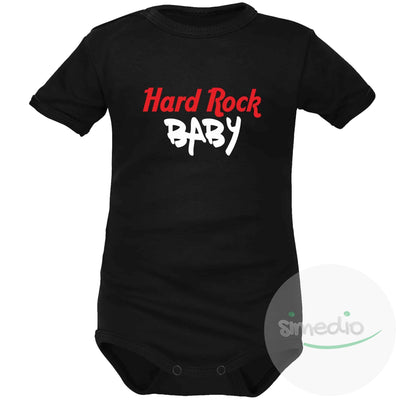 Body bébé imprimé : HARD ROCK BABY, Noir, Courtes, 0-1 mois - SiMEDIO