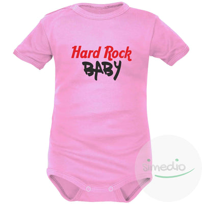Body bébé imprimé : HARD ROCK BABY, Rose, Courtes, 0-1 mois - SiMEDIO
