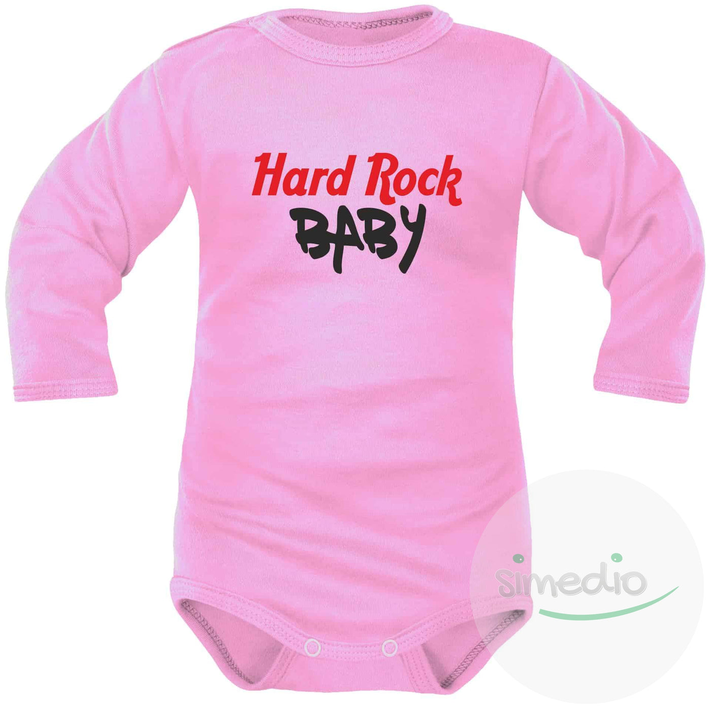 Body bébé imprimé : HARD ROCK BABY, Rose, Longues, 0-1 mois - SiMEDIO