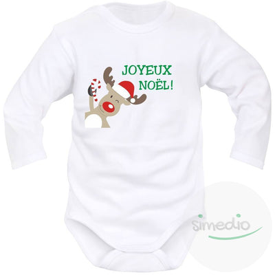 Body bébé : Joyeux NOËL !, Blanc, Longues, 0-1 mois - SiMEDIO