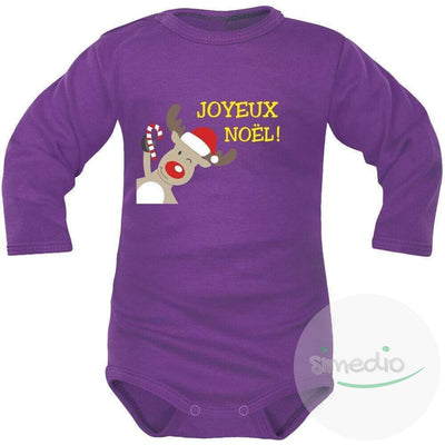 Body bébé : Joyeux NOËL !, Violet, Longues, 0-1 mois - SiMEDIO