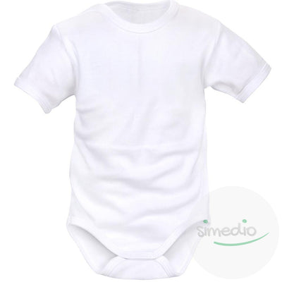 Body bébé manches courtes 8 couleurs au choix (noir aussi), Blanc, 0-1 mois, - SiMEDIO