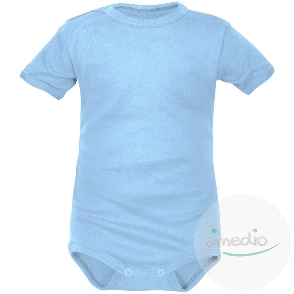 Body bébé manches courtes 8 couleurs au choix (noir aussi), Bleu, 0-1 mois, - SiMEDIO