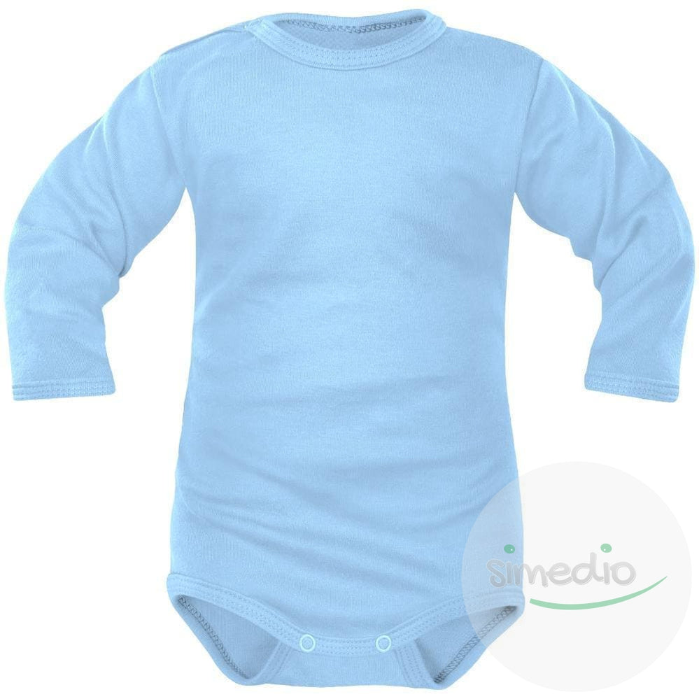 Body bébé manches longues 7 couleurs au choix (noir aussi), Bleu, 0-1 mois, - SiMEDIO