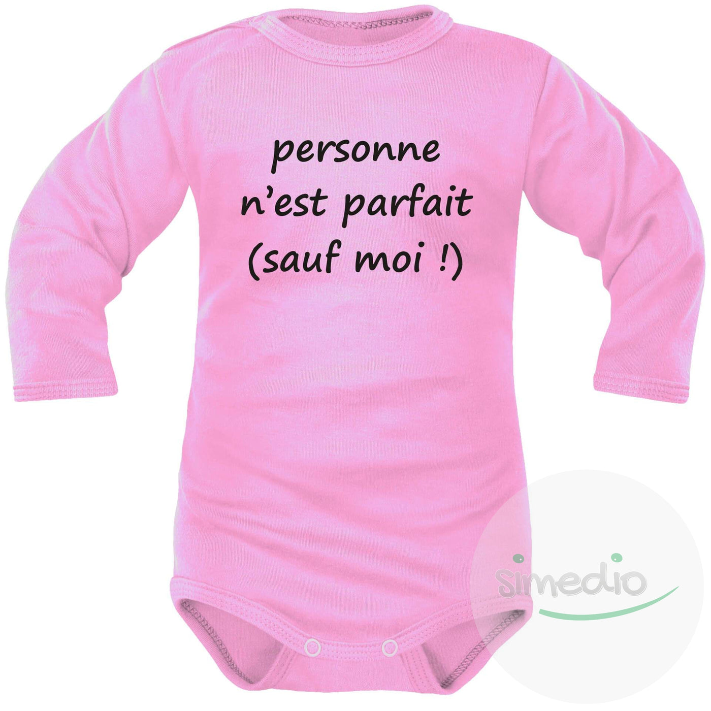 Body bébé message : PERSONNE n'est parfait, Rose, Longues, 0-1 mois - SiMEDIO