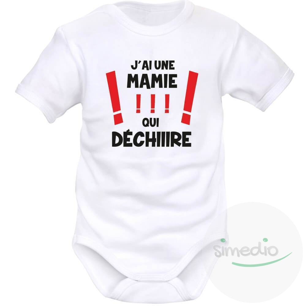 Body Bébé "Mamie Chérie" - Cadeau Mignon Pour Grand-mère, Taille 0-6 Mois, Message Tendre, Pressions à L'entrejambe - 10