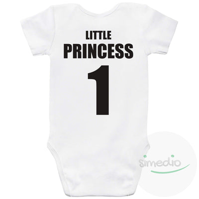 Body bébé original : PRINCE / PRINCESS, Little Princess, Blanc, 0-1 mois - SiMEDIO