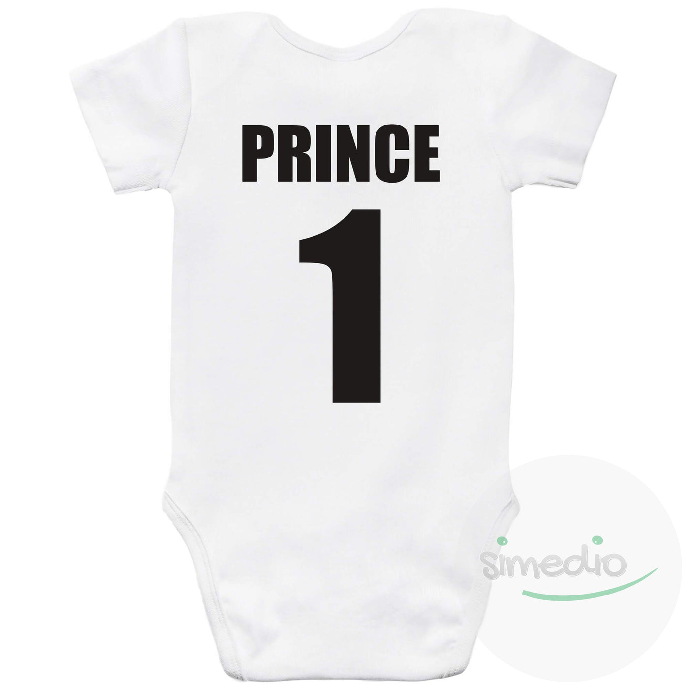 Body bébé original : PRINCE / PRINCESS, Prince, Blanc, 0-1 mois - SiMEDIO